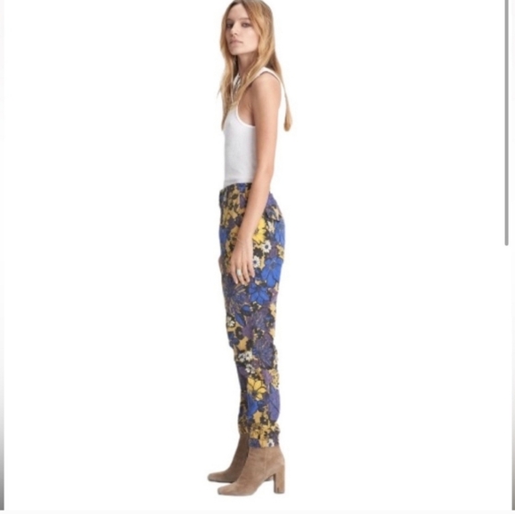 MOTHER The No Zip Misfit 70s Hippie Retro Floral Cropped Jeans Music Festival - Picture 1 of 9